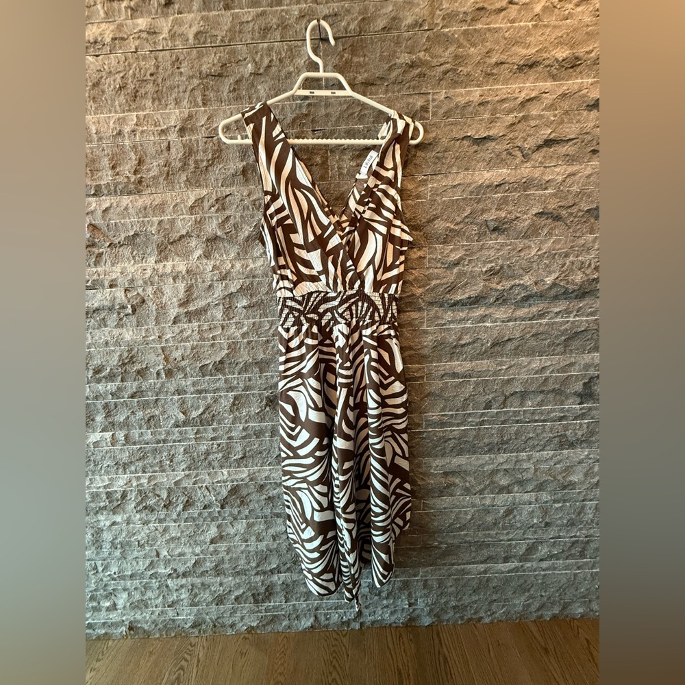 Brown and White Zebra Print Dress